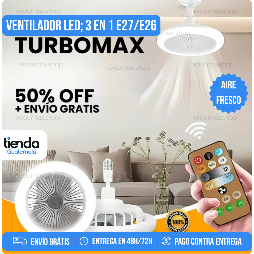 Ventilador Inteligente TurboMax™ 2 en 1 con Luz LED | Súper Potente y Recargable 🔥